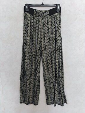 Black & White Aztec Print Wide Leg Pants